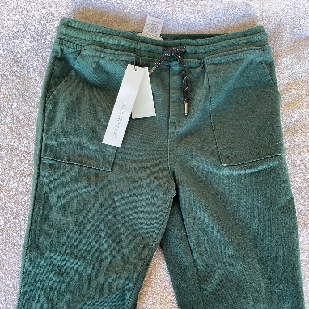 Scene & Heard Boys Green Jogger Pants Size 7 NWT | Cotton Stretch Drawstring